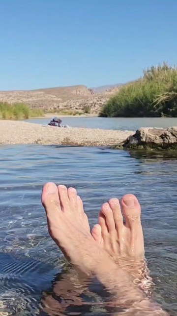 Taking a dip in the Hot Springs on the Rio Grande bordering Mexico #bigbend #texas #travel #vanlife #nationalpark