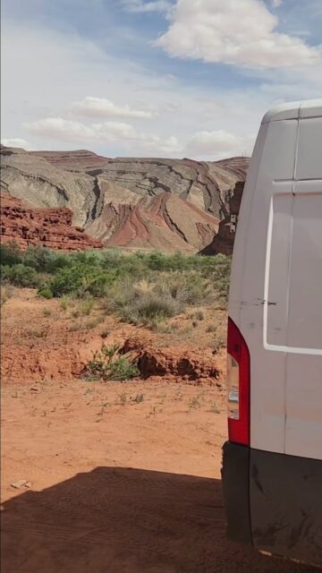 Wild camping in the canyon beneath Mexican Hat Rock #vanlife #travel #utah